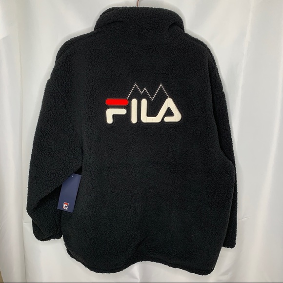 Fila x Urban Outfitters Black Sherpa Teddy Jacket - Picture 2 of 4